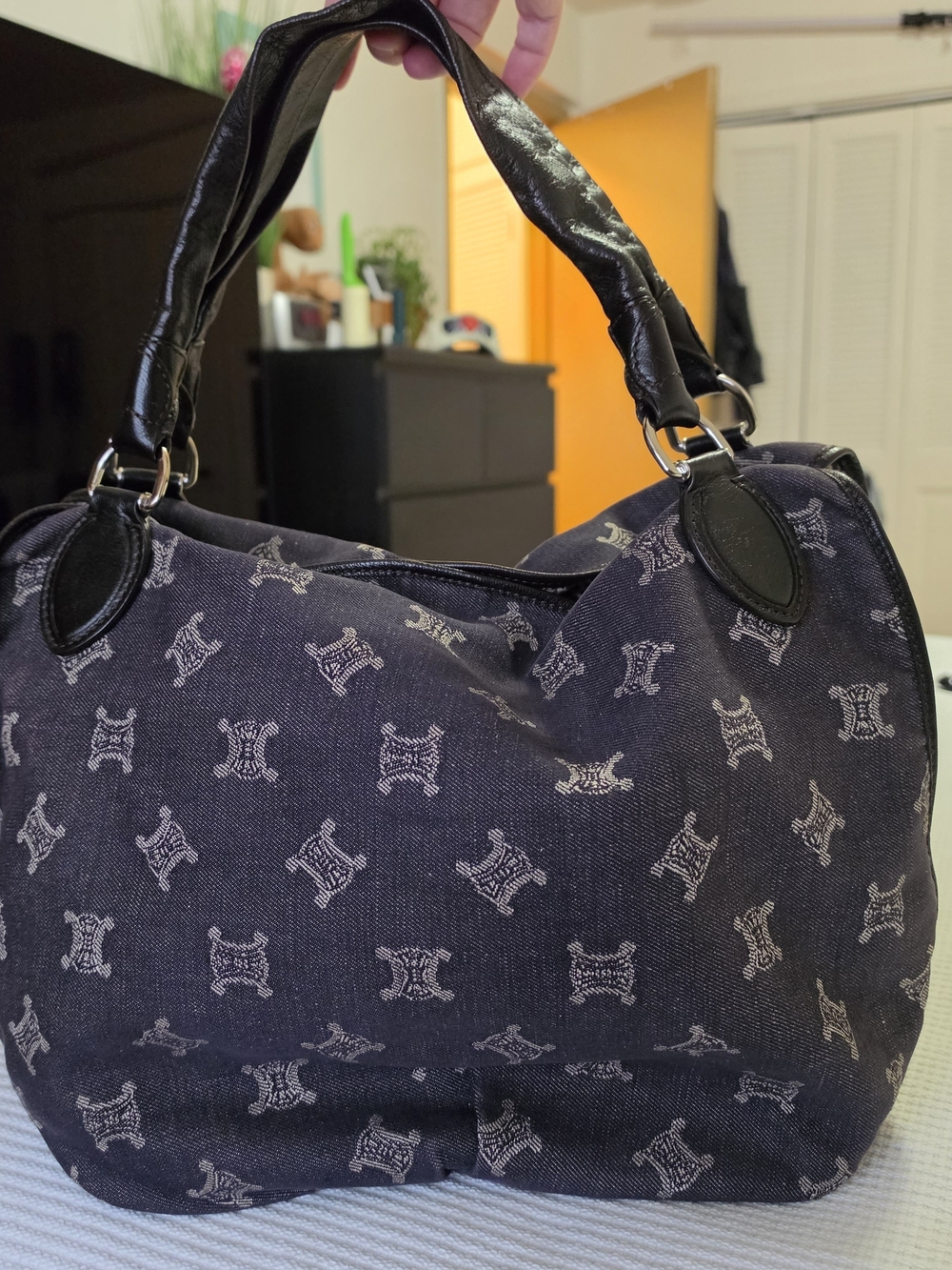 Celine Macadam Denim Shoulder Bag - Picture 3 of 10